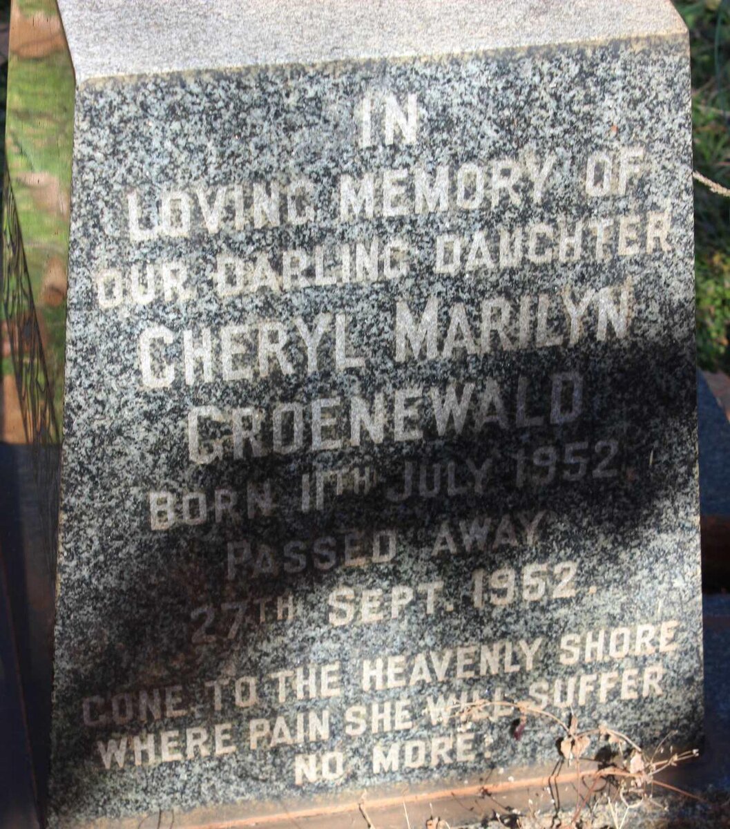 GROENEWALD Cheryl Marilyn 1952-1952