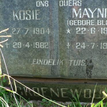 GROENEWOUD Kosie 1904-1982 &amp; Maynie BLOM 1906-1995