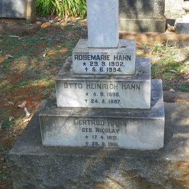HAHN Gertrud nee NICOLAY 1871-1951 :: HAHN Otto Heinrich 1898-1987 :: HAHN Rosemarie 1902-1994