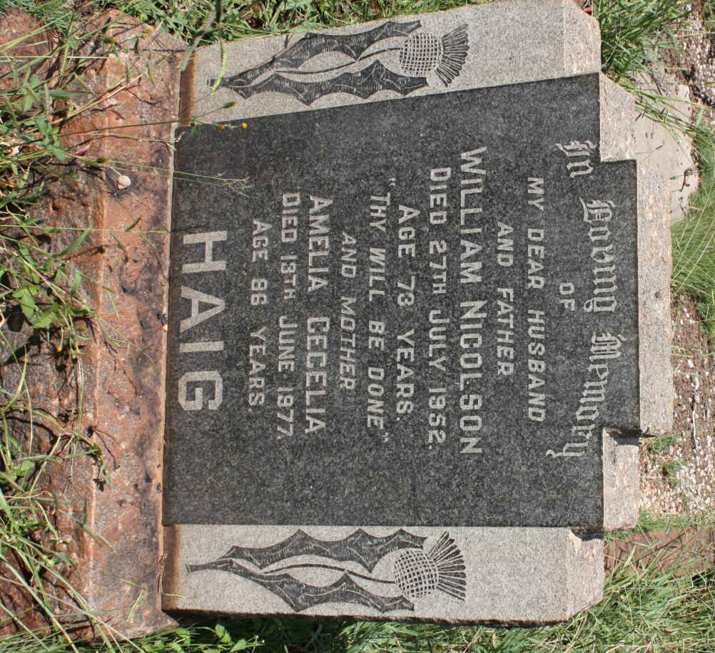 HAIG William Nicolson -1952 &amp; Amelia Cecelia -1977