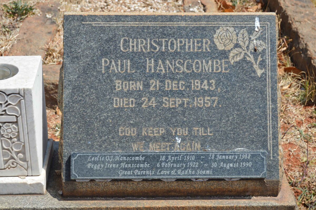 HANSCOMBE Leslie O.J. 1910-1988 &amp; Peggy Irene 1922-1990