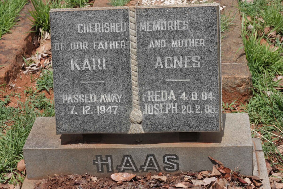 HAAS Karl -1947 &amp; Agnes :: HAAS Freda -1984 :: HAAS Joseph -1988