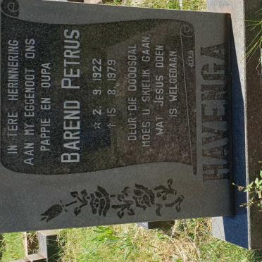 HAVENGA Barend Petrus 1922-1979