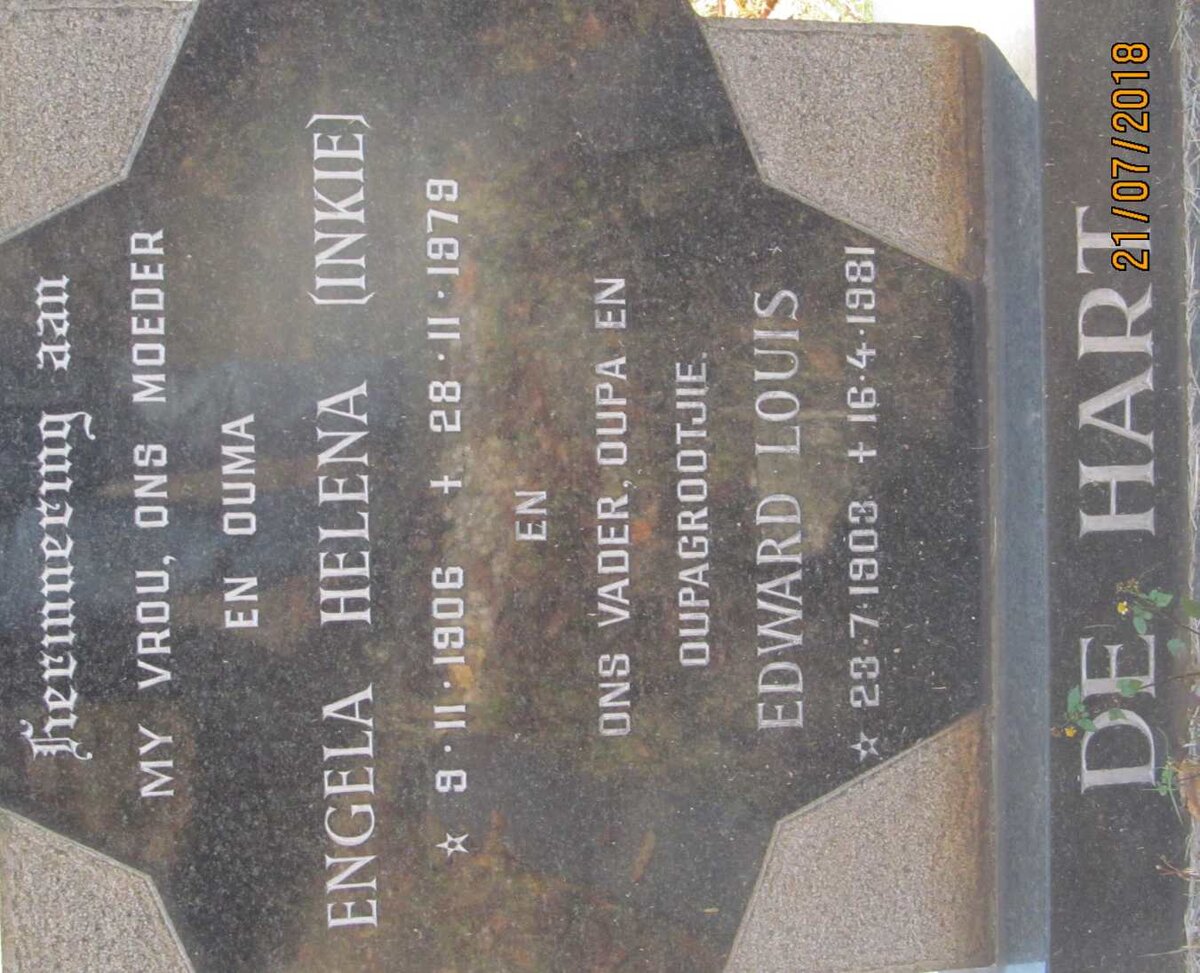 HART Edward Louis, de 1903-1981 &amp; Engela Helena 1906-1979