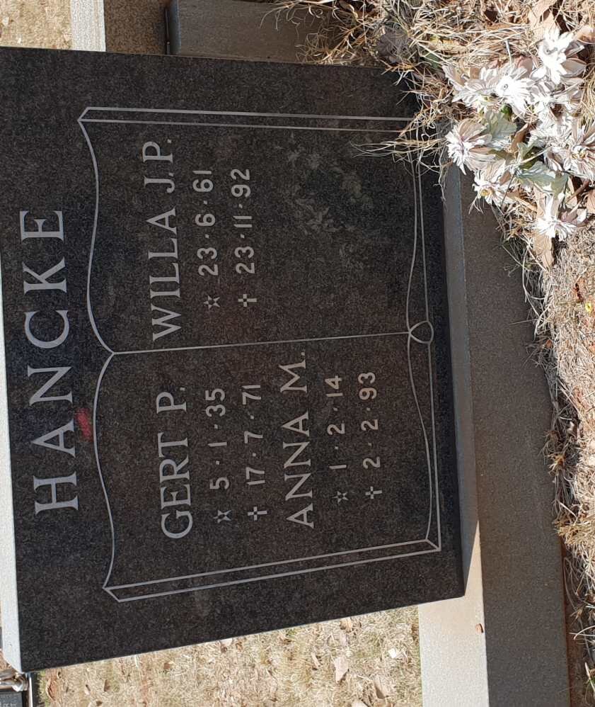 HANCKE Anna M. 1914-1993 :: HANCKE Gert P. 1935-1971 :: HANCKE Willa J.P. 1961-1992