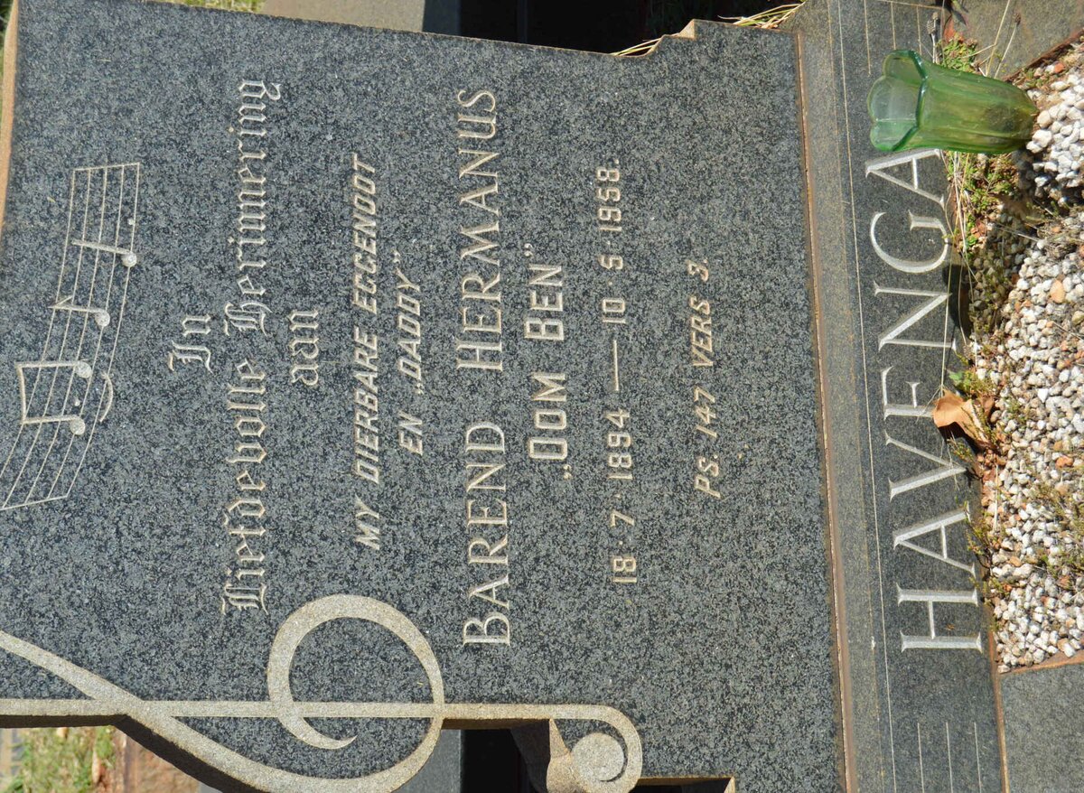 HAVENGA Barend Hermanus 1894-1958