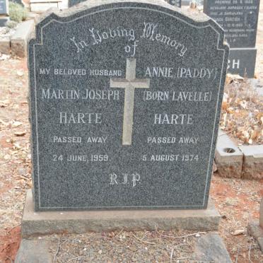 HARTE Martin Joseph -1959 &amp; Annie LAVELLE -1974