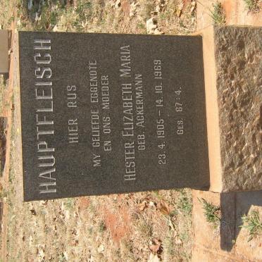 HAUPTFLEISCH Hester Elizabeth Maria nee ACKERMANN 1905-1969