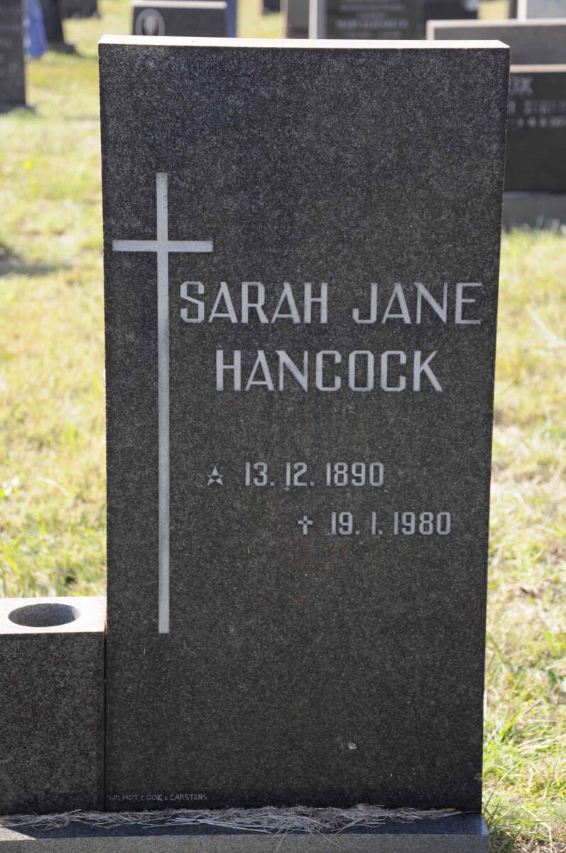 HANCOCK Sarah Jane 1890-1980
