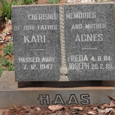 HAAS Karl -1947 &amp; Agnes :: HAAS Freda -1984 :: HAAS Joseph -1988