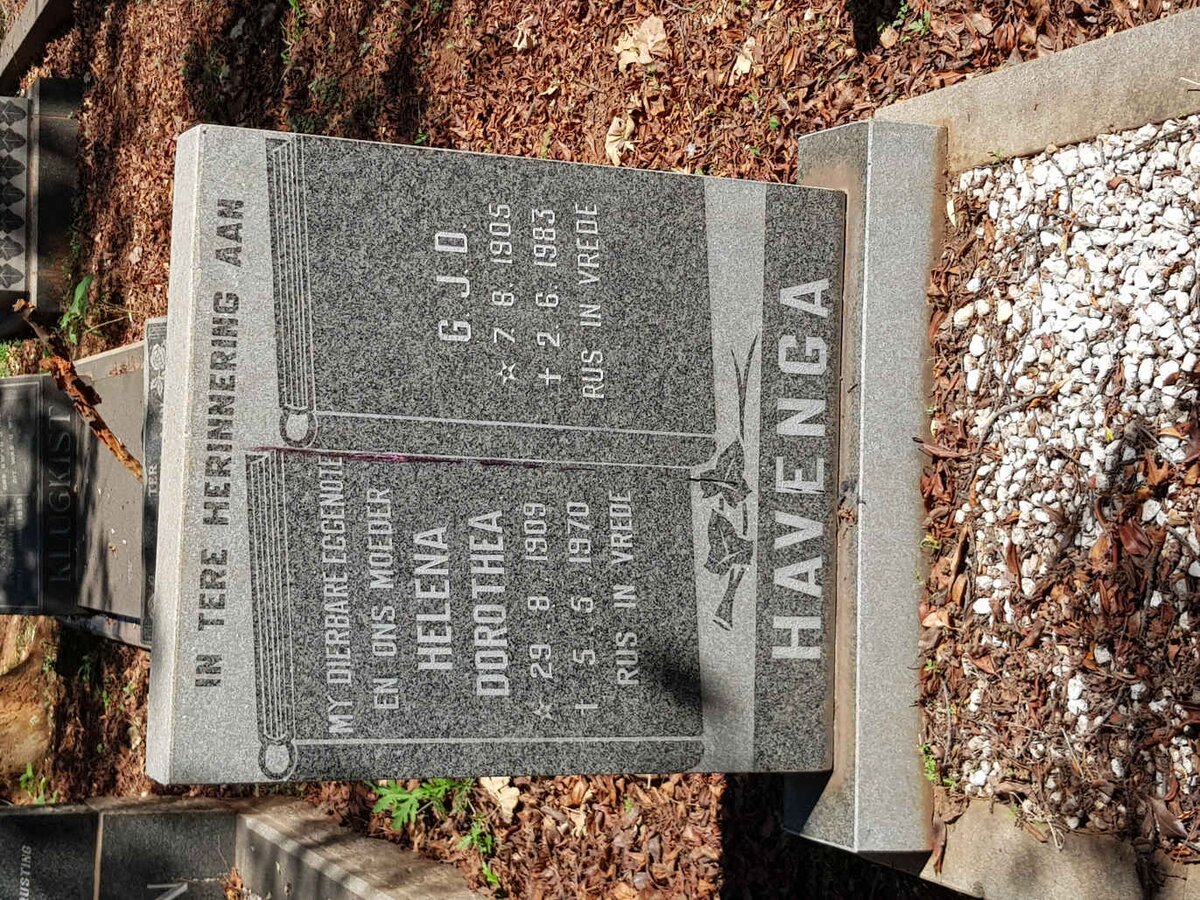 HAVENGA G.J.D. 1905-1983 &amp; Helena Dorothea 1909-1970