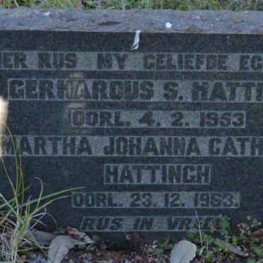HATTINGH Gerhardus S. -1953 &amp; Martha Johanna Cathrina -1963