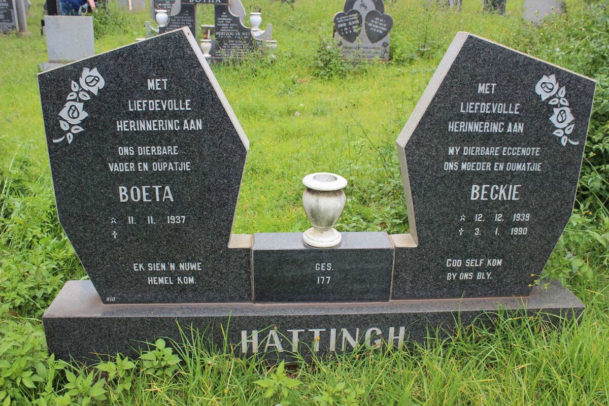 HATTINGH Boeta 1937- &amp; Beckie 1939-1990