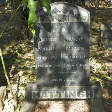 HATTINGH Gerhardus Arnoldus 1875-1942 :: HATTINGH Fransina Catharina 1917-1968