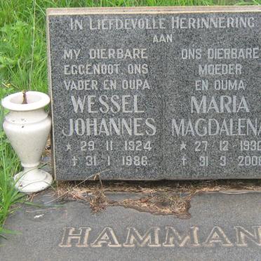 HAMMAN Wessel Johannes 1924-1986 &amp; Maria Magdalena 1930-2008