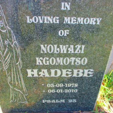 HADEBE Nolwazi Kgomotso 1978-2010