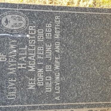 HALL Olive Myfanwy nee McALLISTER 1910-1966