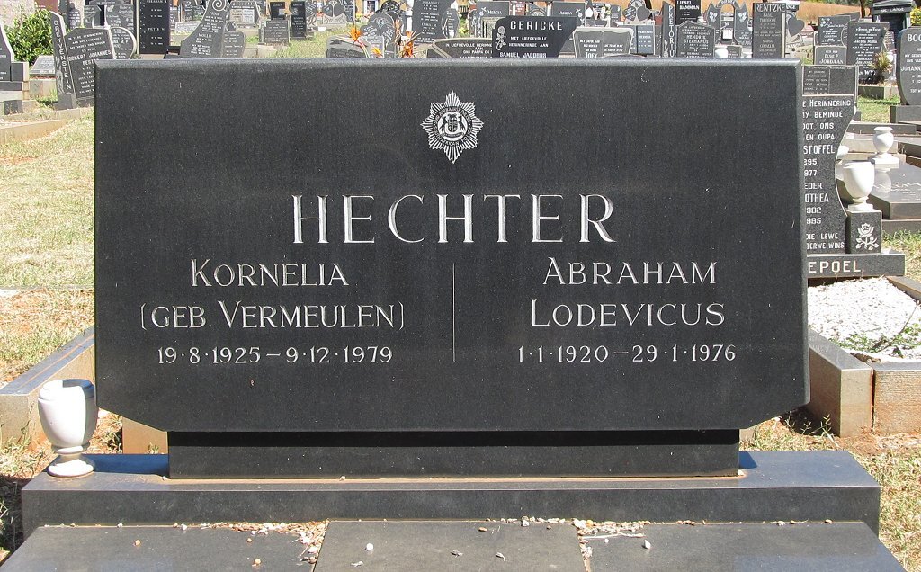 HECHTER Abraham Lodevicus 1920-1976 &amp; Kornelia VERMEULEN 1925-1979