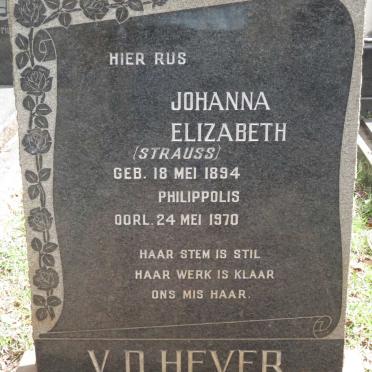 HEVER Johanna Elizabeth, v.d. nee STRAUSS 1894-1970