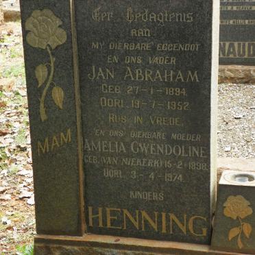 HENNING Jan Abraham 1894-1952 &amp; Amelia Gwendoline VAN NIEKERK 1898-1974