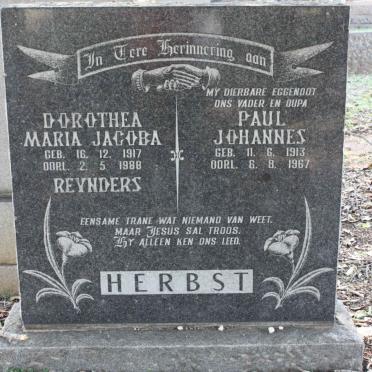 HERBST Paul Johannes 1913-1967 &amp; Dorothea Maria Jacoba REYNDERS 1917-1988