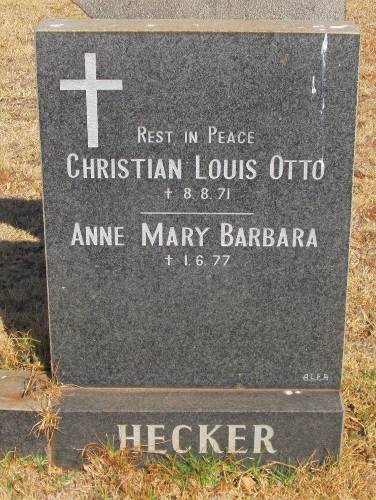 HECKER Christian Louis Otto -1971 &amp; Anne Mary Barbara -1977