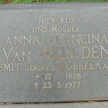 HEERDEN Anna Francina, van formerly SMIT nee GROBBELAAR 1888-1977