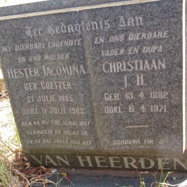 HEERDEN Christiaan J.H., van 1882-1971 &amp; Hester Jacomina COETZER 1885-1962