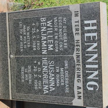 HENNING Willem Benjamin 1910-1984 &amp; Susanna Hendriena 1912-1990