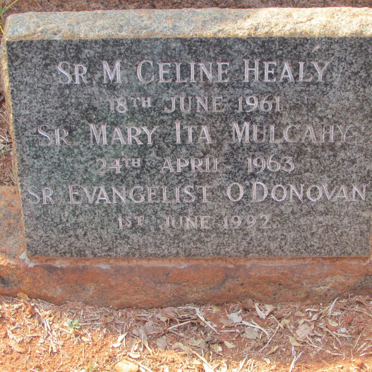 HEALY M. Celine -1961 :: MULCAHY Mary Ita -1963 :: O'DONOVAN Evangelist -1992