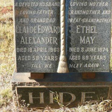 HIDE Claude Edward Alexander -1963 &amp; Ethel May -1974