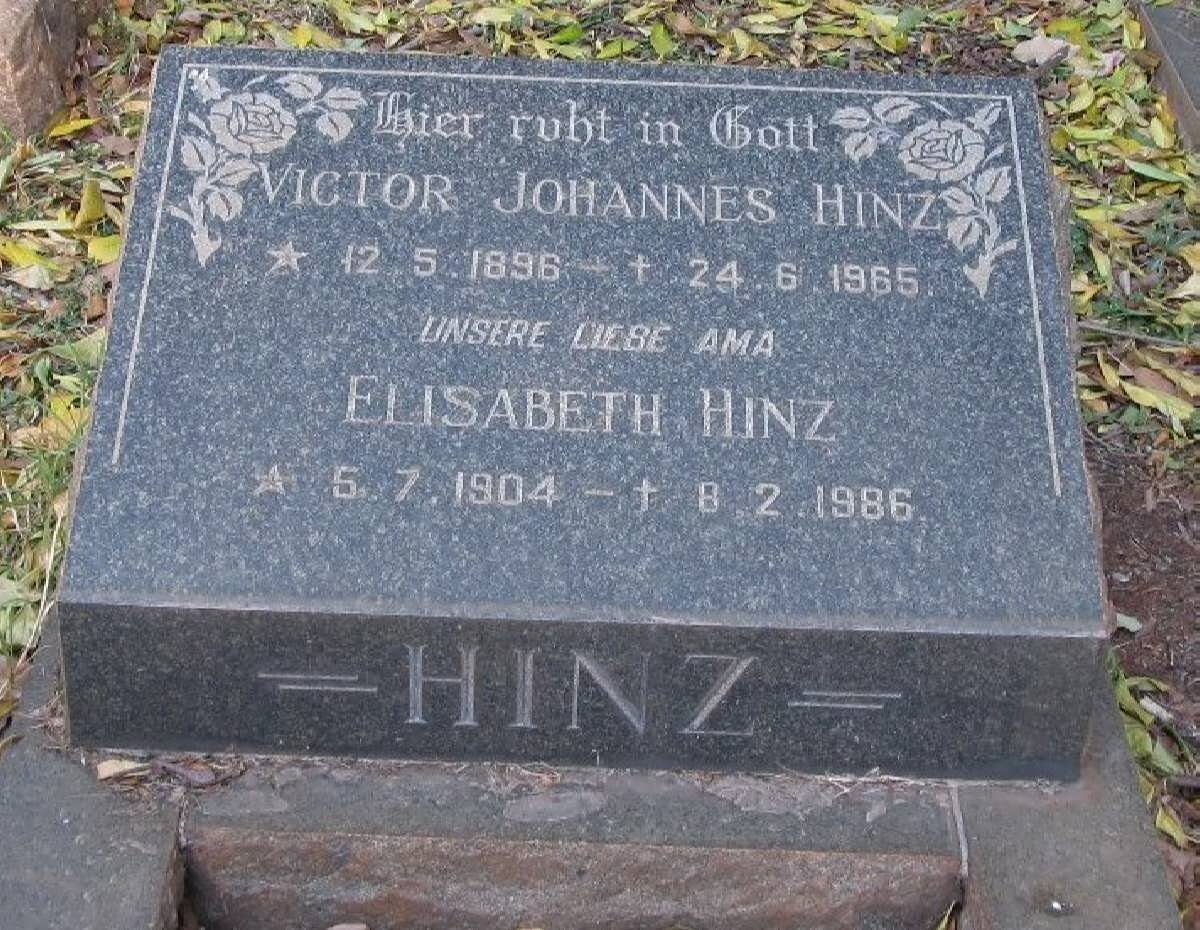HINZ Victor Johannes 1896-1965 &amp; Elisabeth 1904-1986