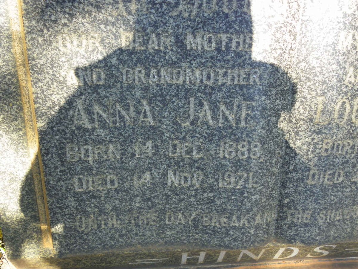 HINDS Louis James 1887-1956 &amp; Anna Jane 1889-1971