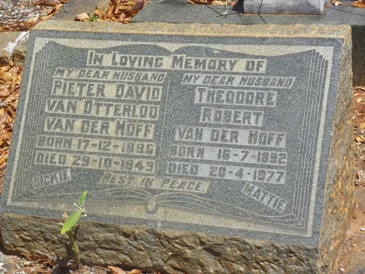 HOFF Pieter David van Otterloo, van der 1886-1949 :: VAN DER HOFF Theodore Robert 1892-1977