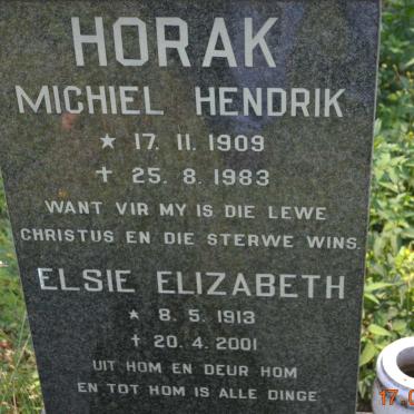 HORAK Michiel Hendrik 1909-1983 &amp; Elsie Elizabeth 1913-2001