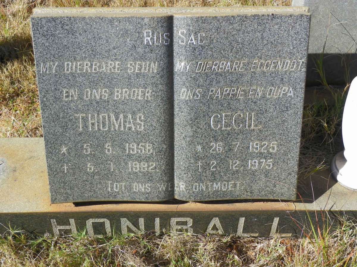 HONIBALL Cecil 1925-1975 :: HONIBALL Thomas 1958-1982