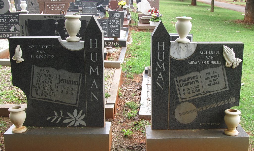 HUMAN Philippus Lodewyk 1932-1990 &amp; Jemima 1934-1991