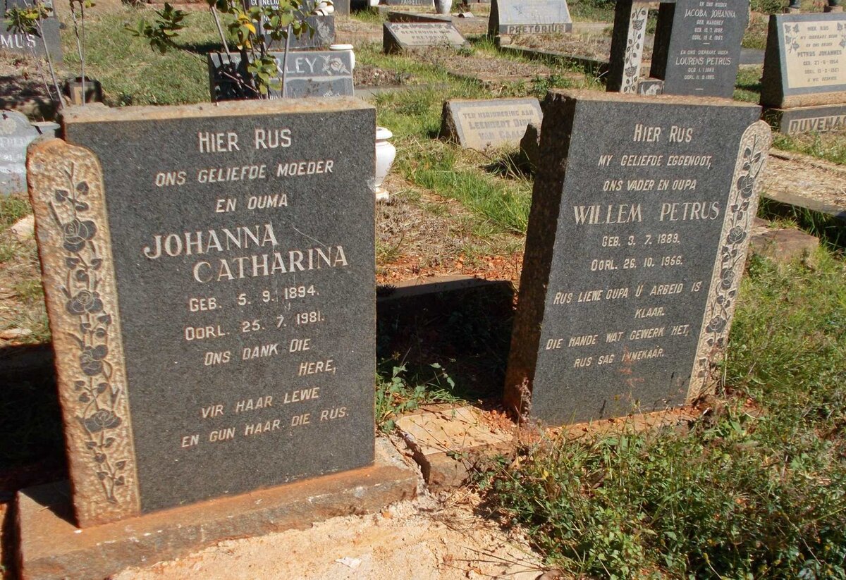 HUMAN Willem Petrus 1889-1956 &amp; Johanna Catharina 1894-1981