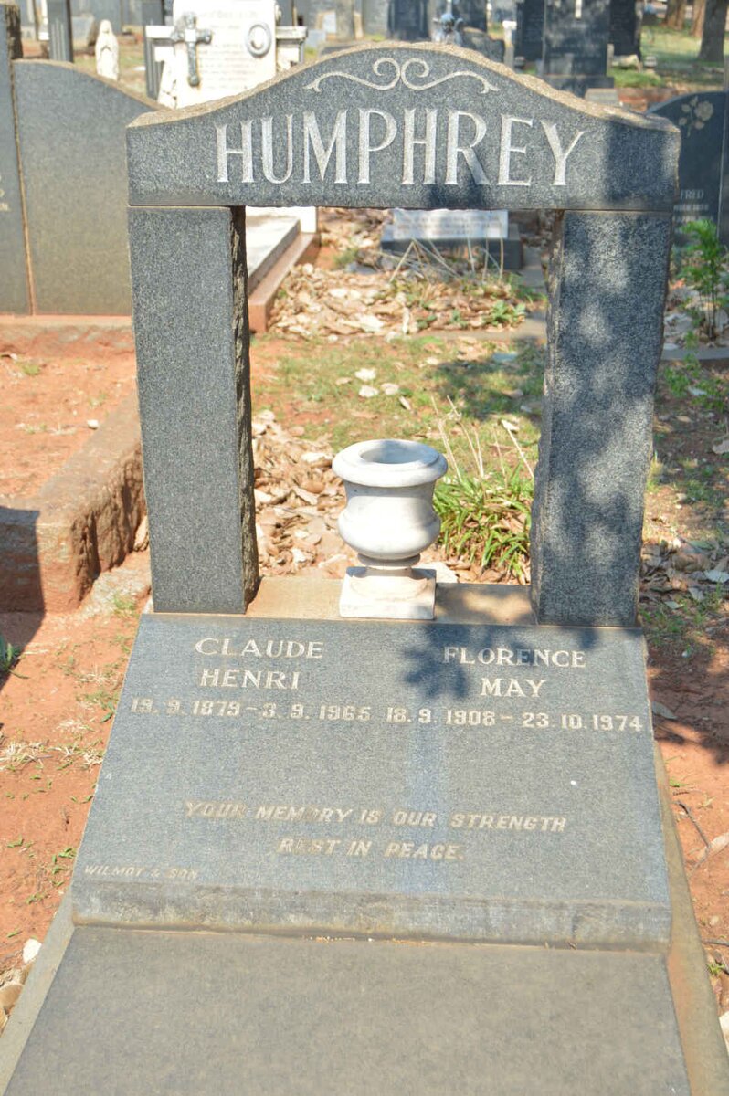 HUMPHREY Claude Henri 1879-1965 &amp; Florence May 1908-1974