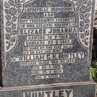 HUNTLEY William G.H. 1906-1958 &amp; Elizabe Johanna 1919-1955