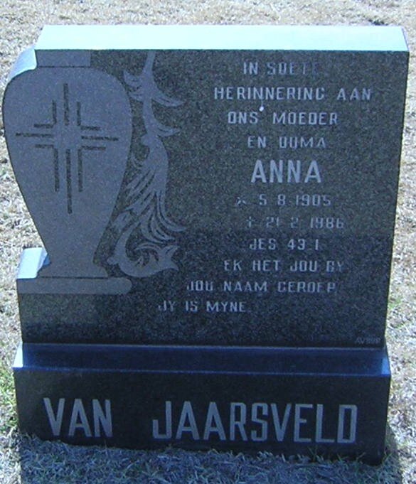 JAARSVELD Anna, van 1905-1986
