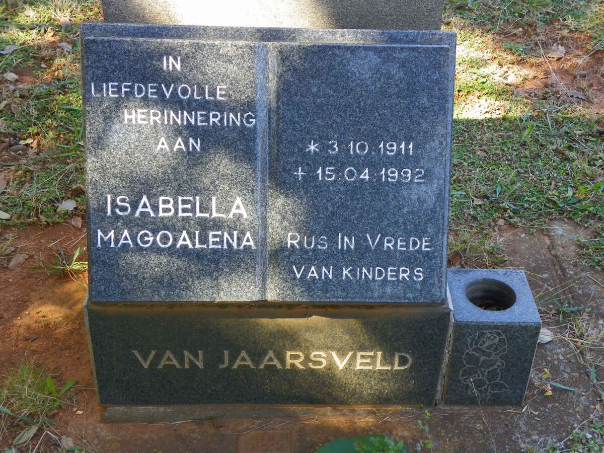 JAARSVELD Isabella Magoalena, van 1911-1992