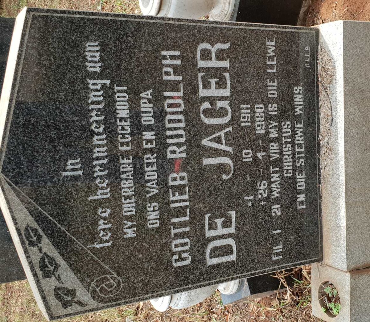 JAGER Gotlieb Rudolph, de 1911-1980