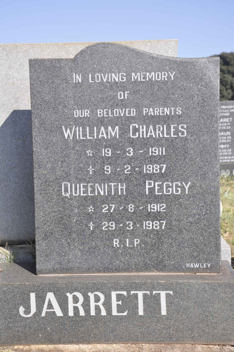 JARRETT William Charles 1911-1987 &amp; Queenith Peggy 1912-1987