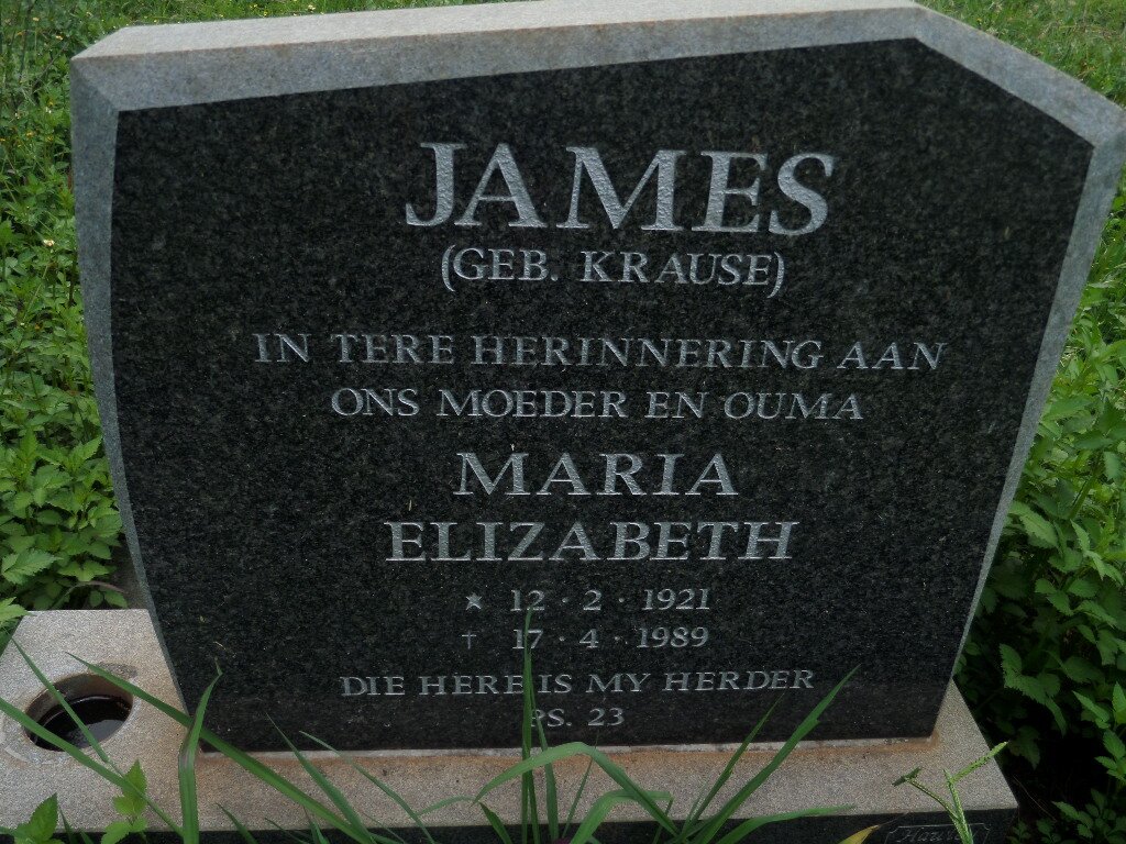 JAMES Maria Elizabeth nee KRAUSE 1921-1989