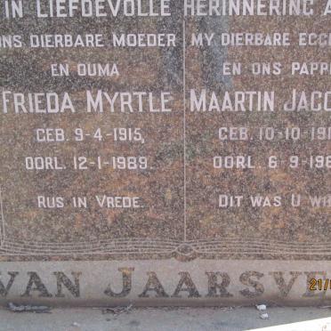 JAARSVELD Maartin Jacobus, van 1917-1960 &amp; Frieda Myrtle 1915-1989