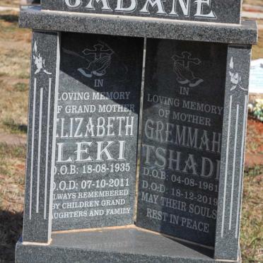 JABANE Elizabeth Leki 1935-2011 :: JABANE Gremmah Tshadi 1961-2019