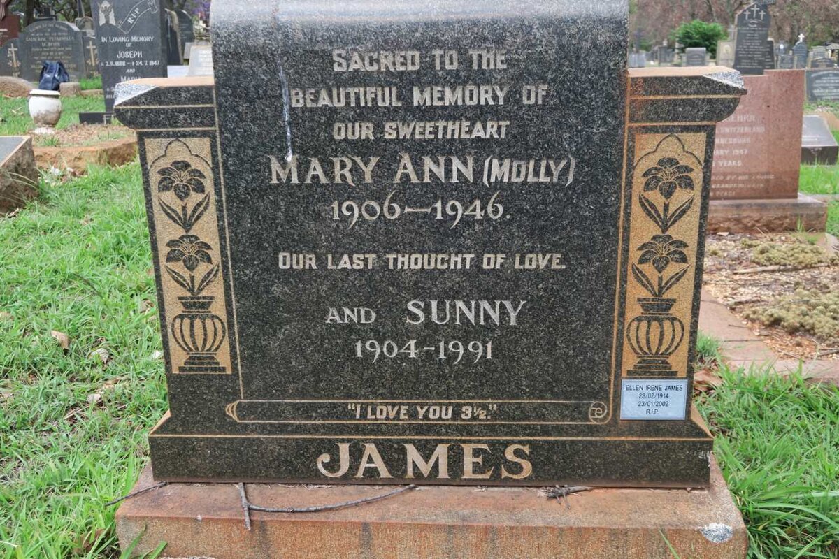 JAMES Sunny 1904-1991 &amp; Mary Ann 1906-1946 :: JAMES Ellen Irene 1914-2002