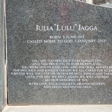 JAGGA George 1915-1959 :: JAGGA Basil Christopher 1943-1985 :: JAGGA Julia 1915-2000