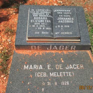 JAGER Johannes Jacobus, de 1918- &amp; Susara Elizabeth NEL 1919-1984 :: JAGER Maria E., de nee MELETTE 1926-